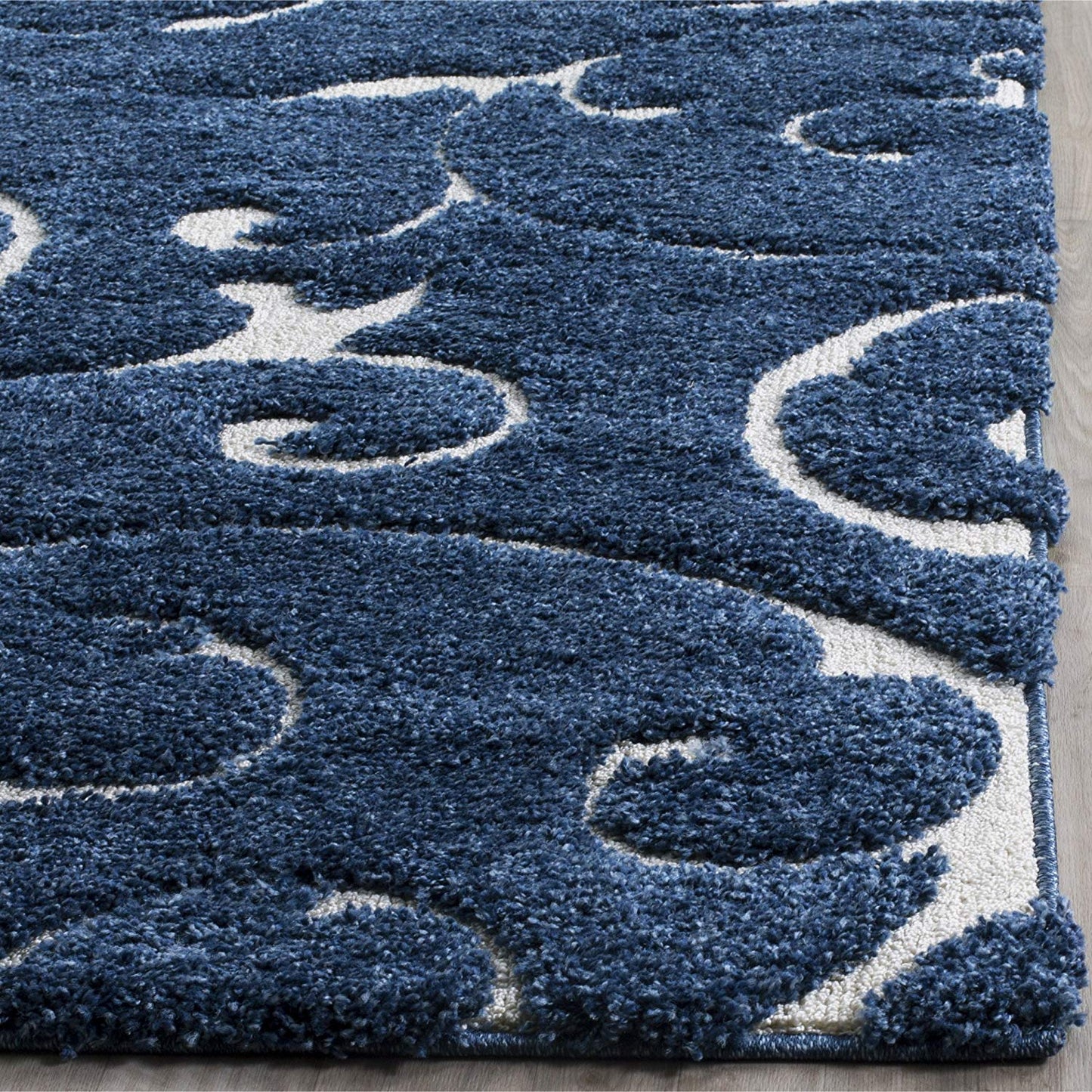 Premium Swirl Thick Plush Blue Area Shag Rug