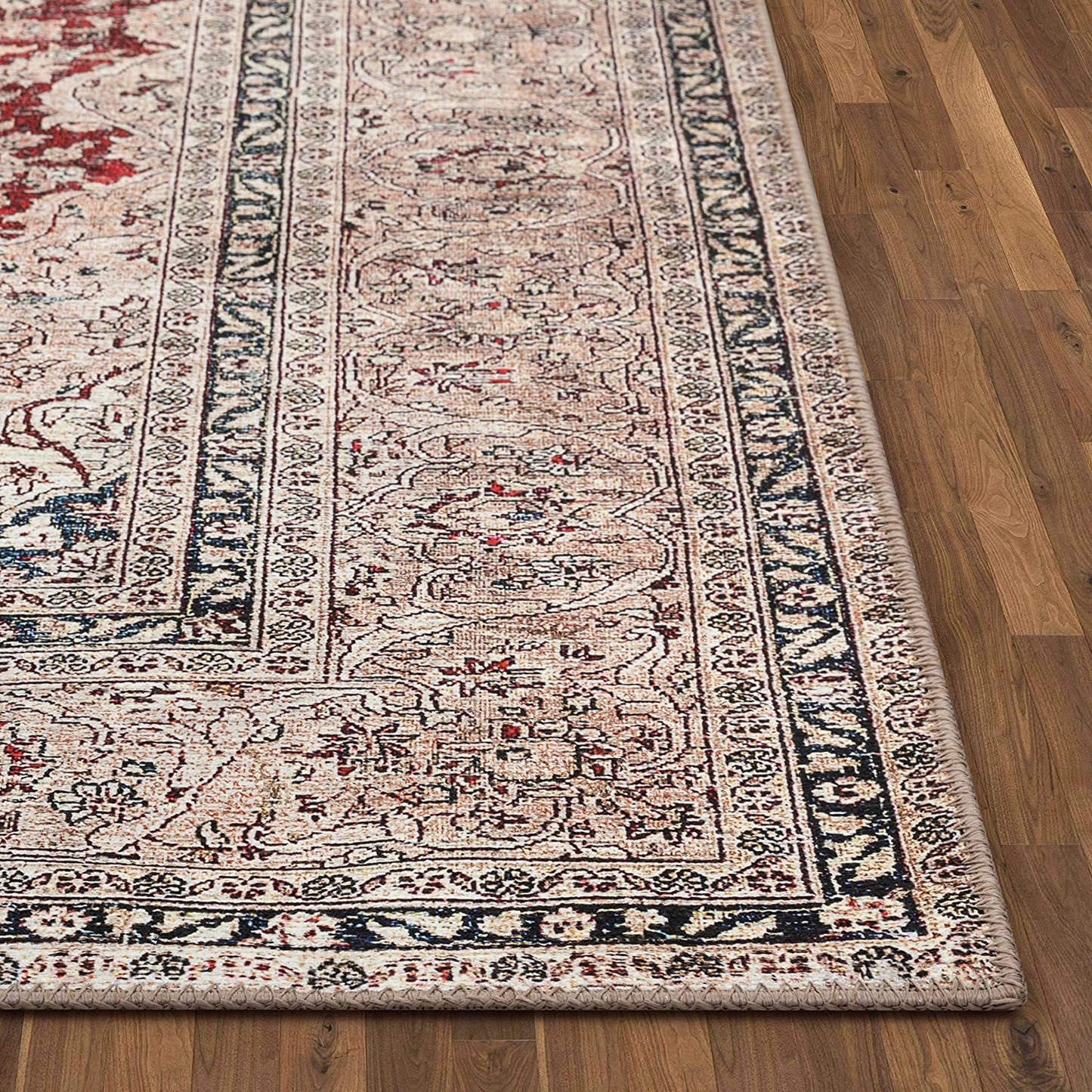 Tonti Red Distressed Persian Area Rug