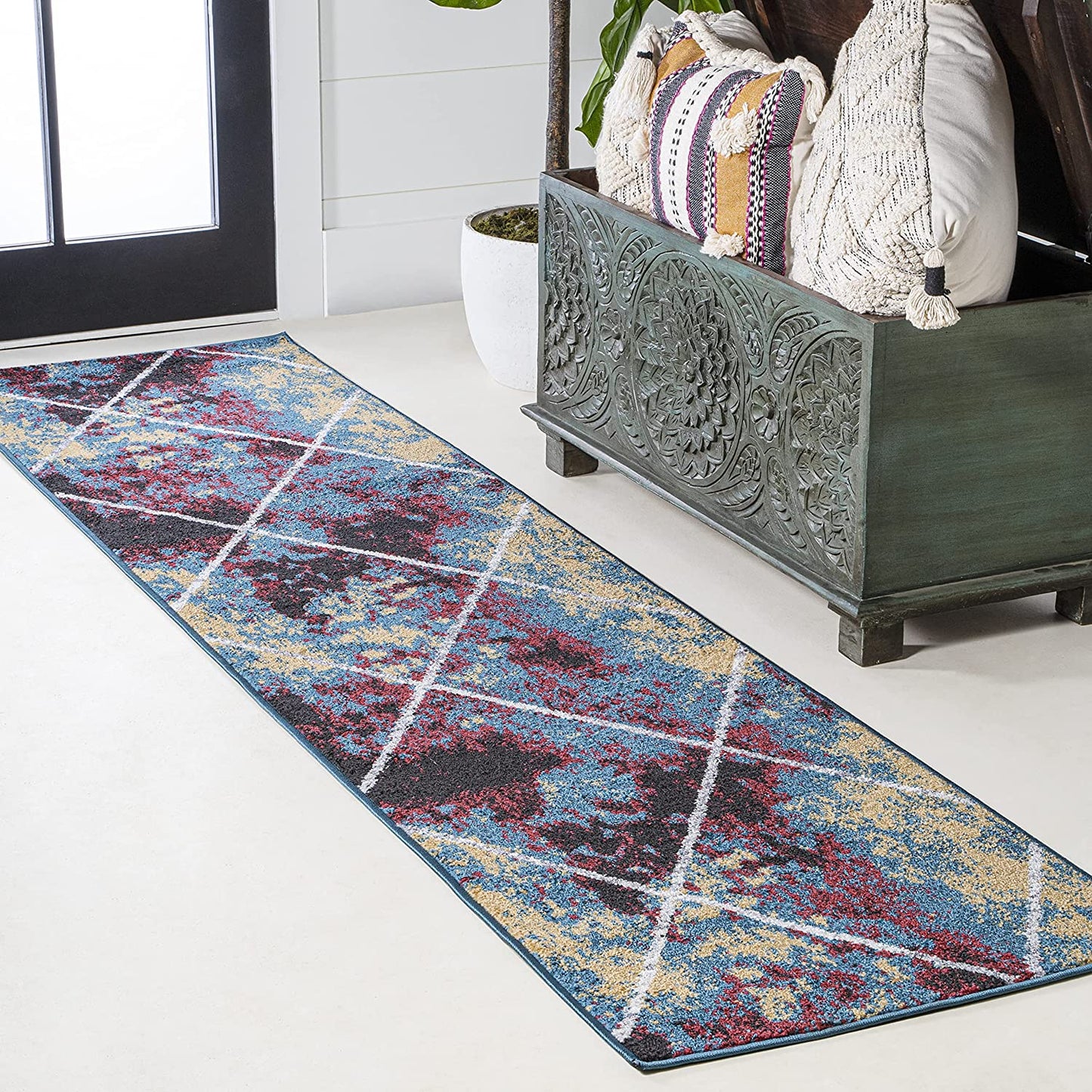Minimalist Diamond Trellis soft Area Rug