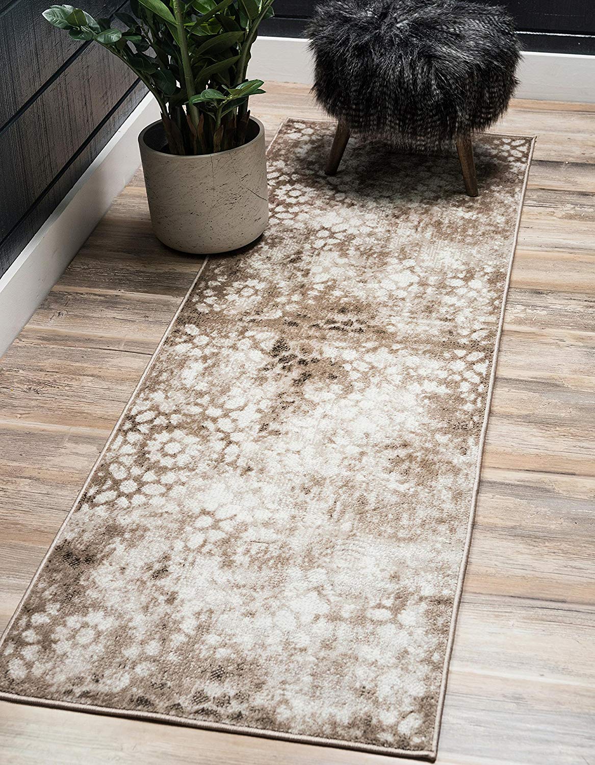 Vintage Brown Beige Ivory Area Rug