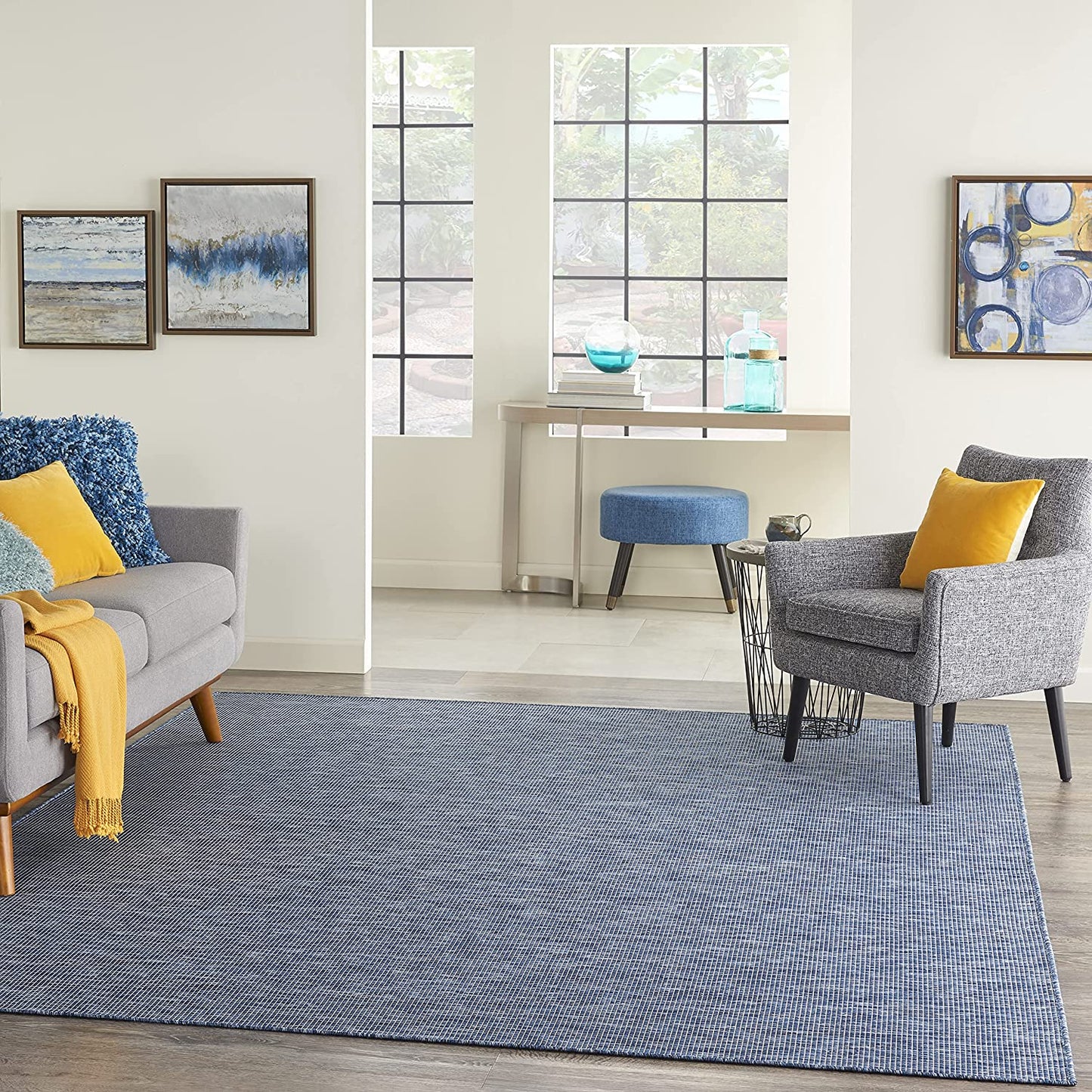 Positano Flat-Weave Indoor/Outdoor Navy Blue Area Rug