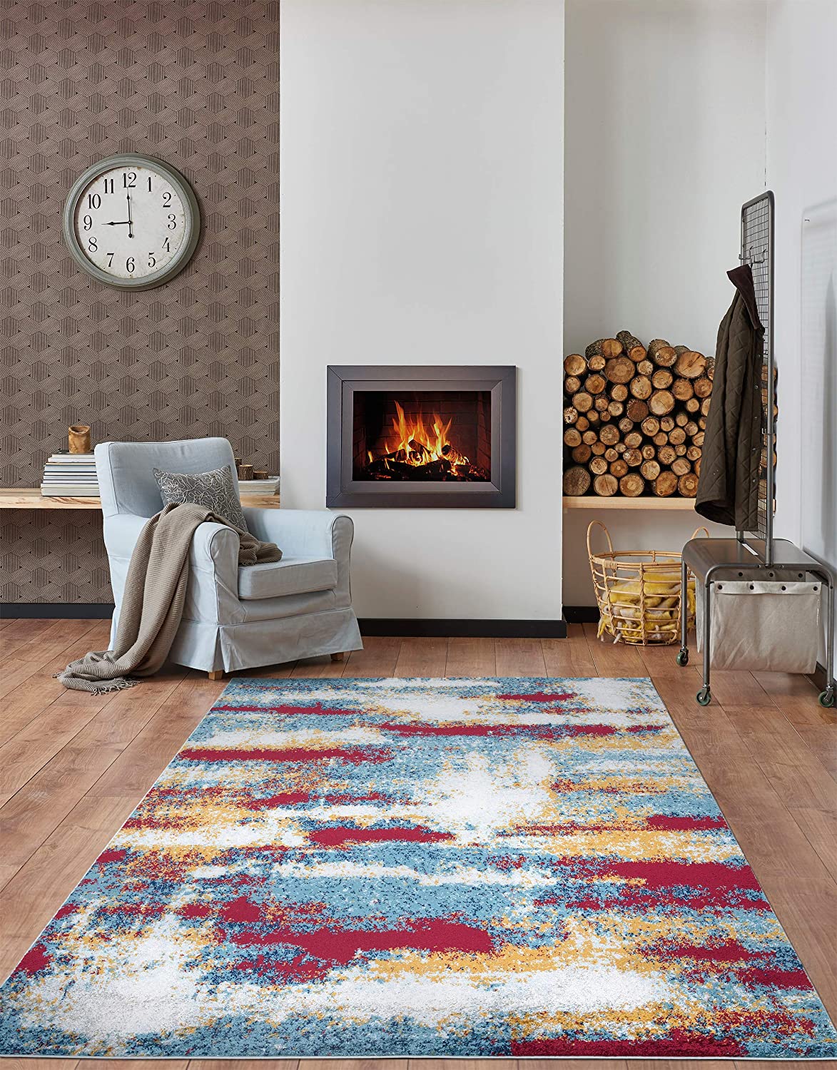 Abstract Soft Area Rug Blue multi