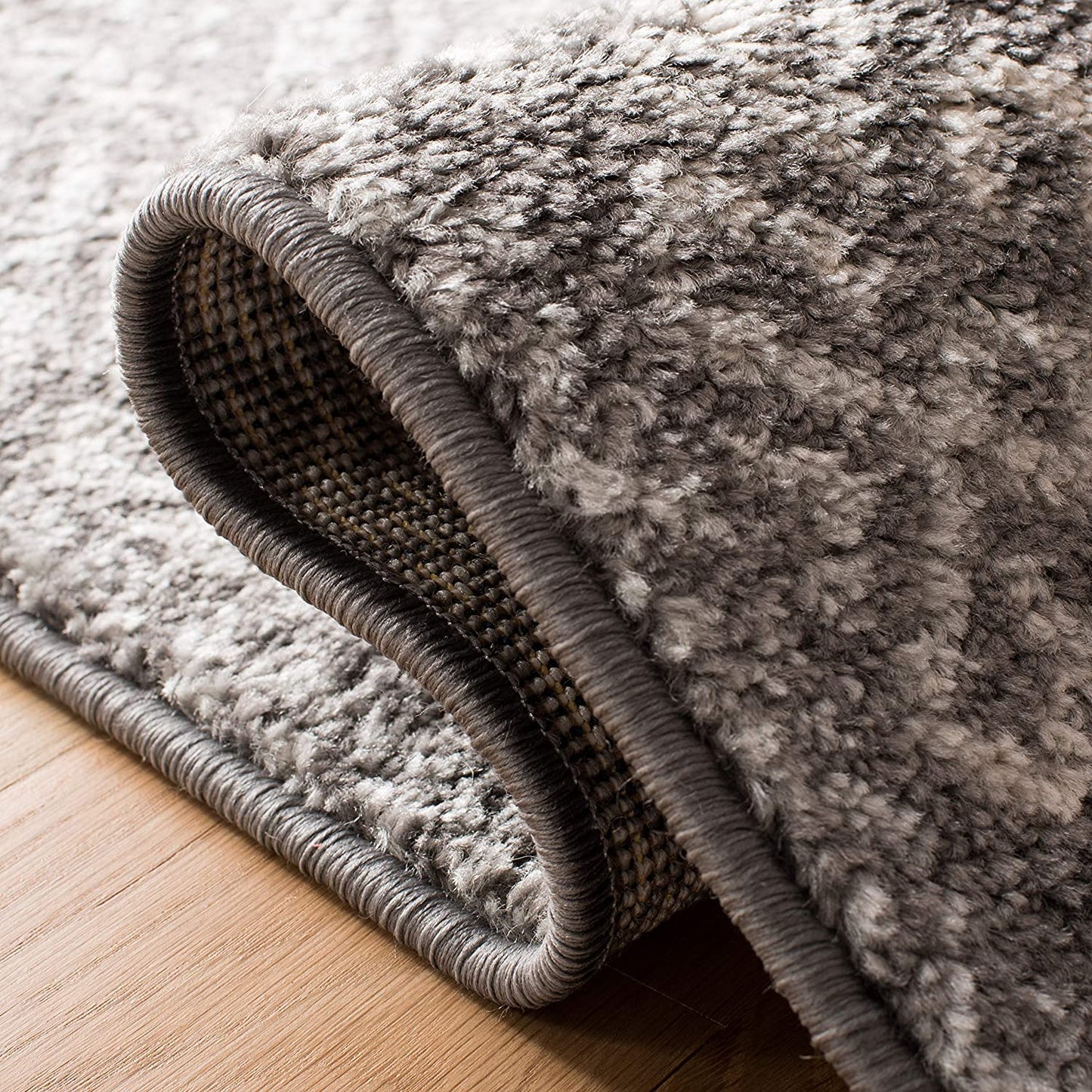 Moroccan Boho Distressed Area Rug Dark Grey / Ivory