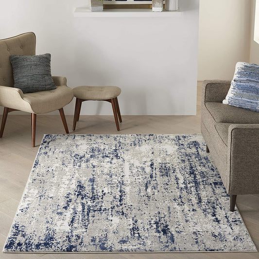 Cyrus Abstract Ivory/Navy Soft Area Rug