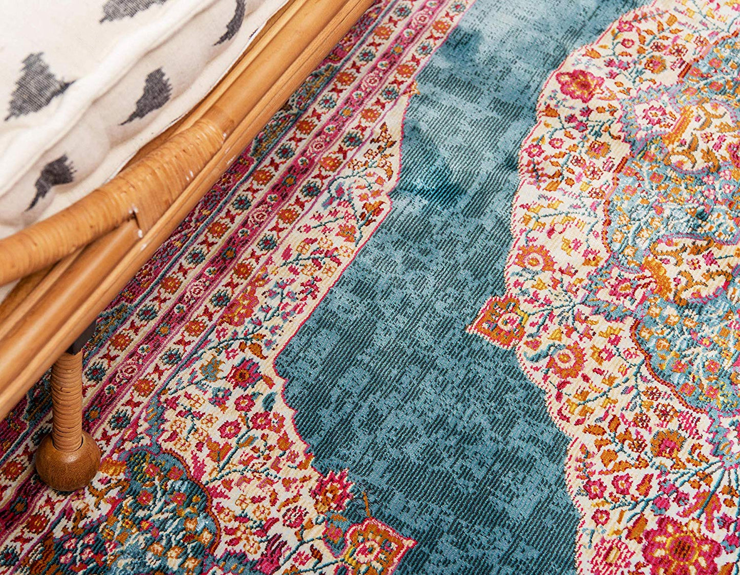 Vintage Traditional Turquoise Red Violet Area Rugs