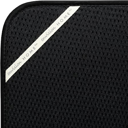 Absorbent, Reversible Microfiber Dish Mat, 16 Inch x 18 Inch, Black