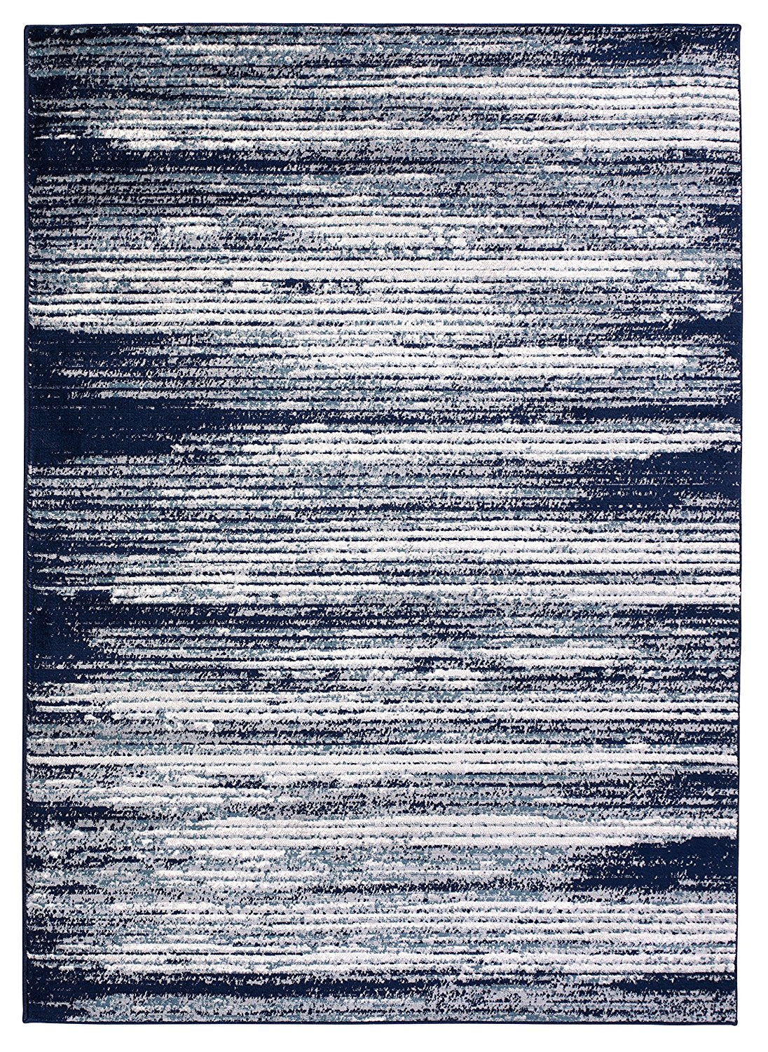 Stripes Design Navy/Teal/Beige Area Rugs