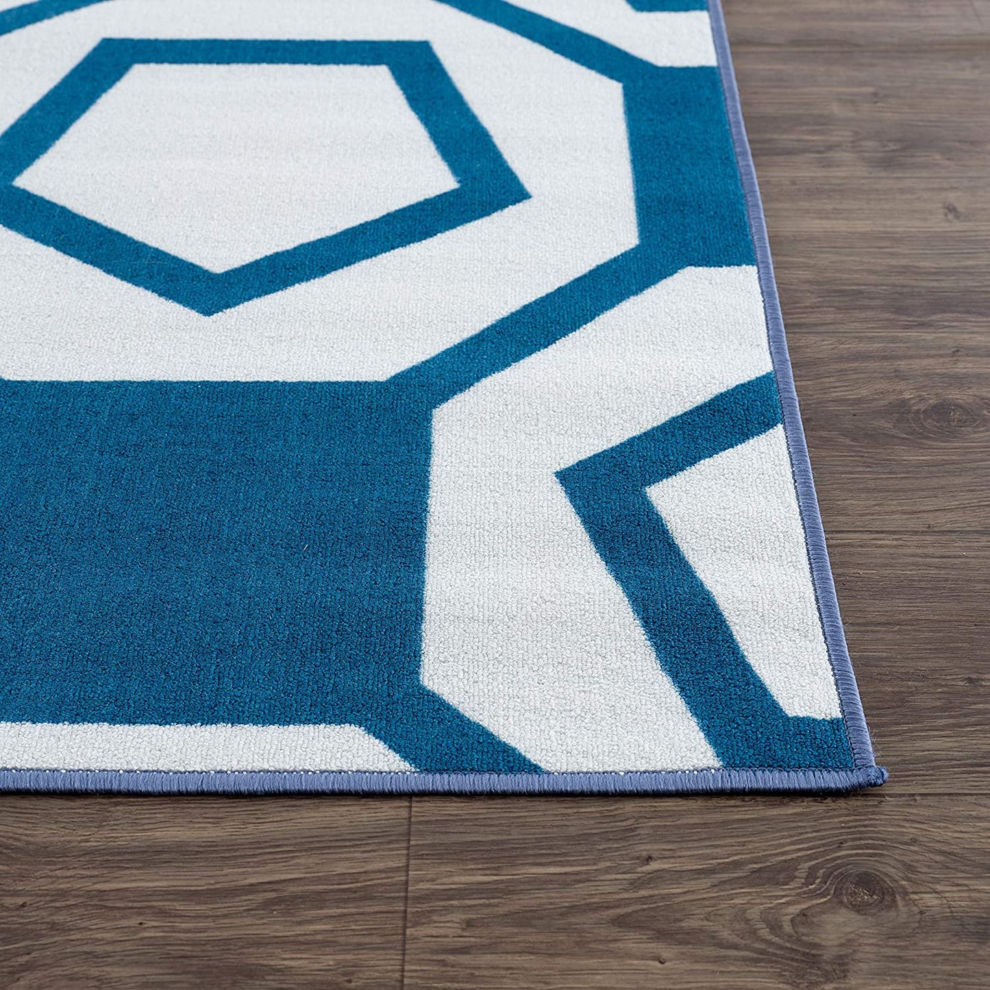 Modern Geometric Stripe Area Rug - Non Slip Blue