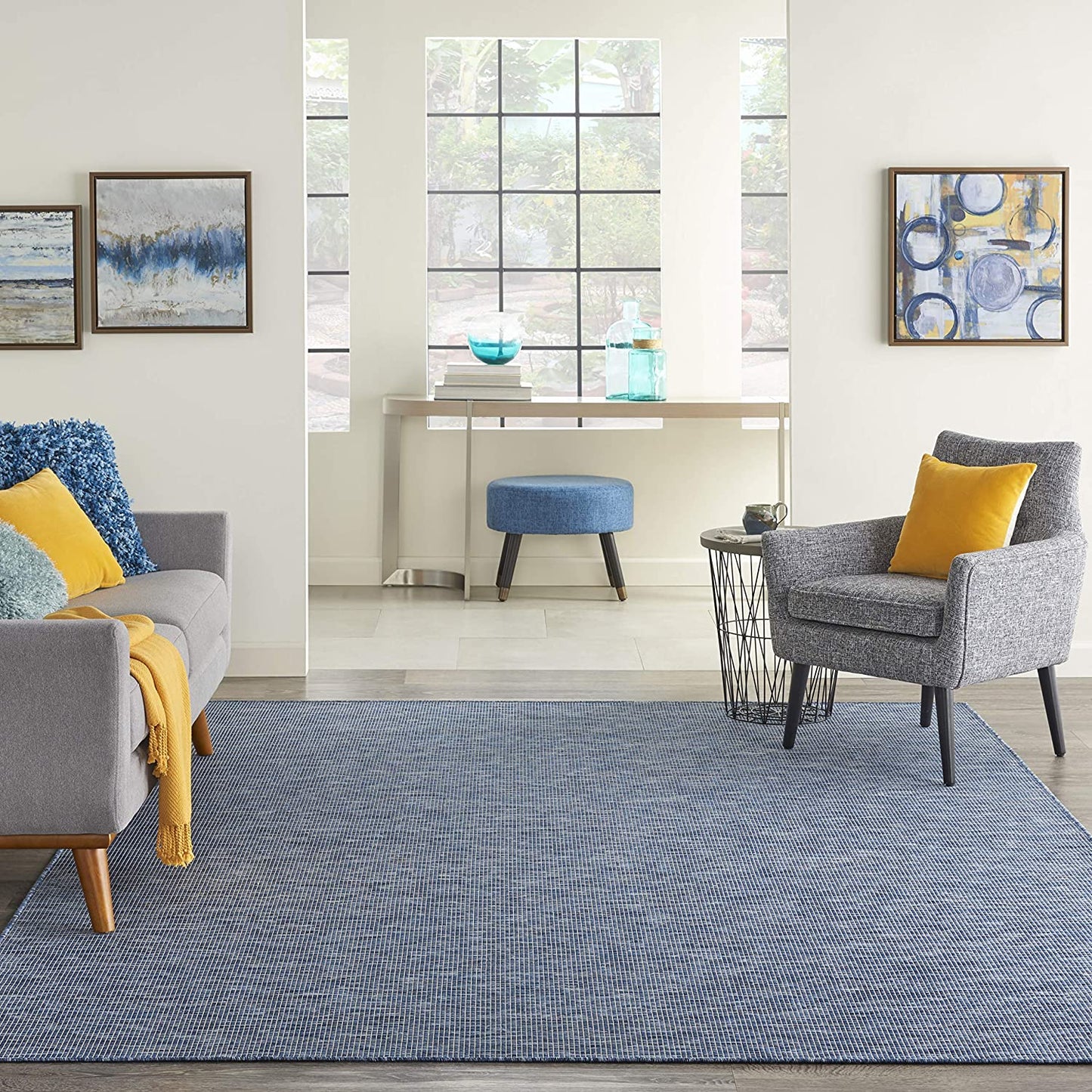 Positano Flat-Weave Indoor/Outdoor Navy Blue Area Rug