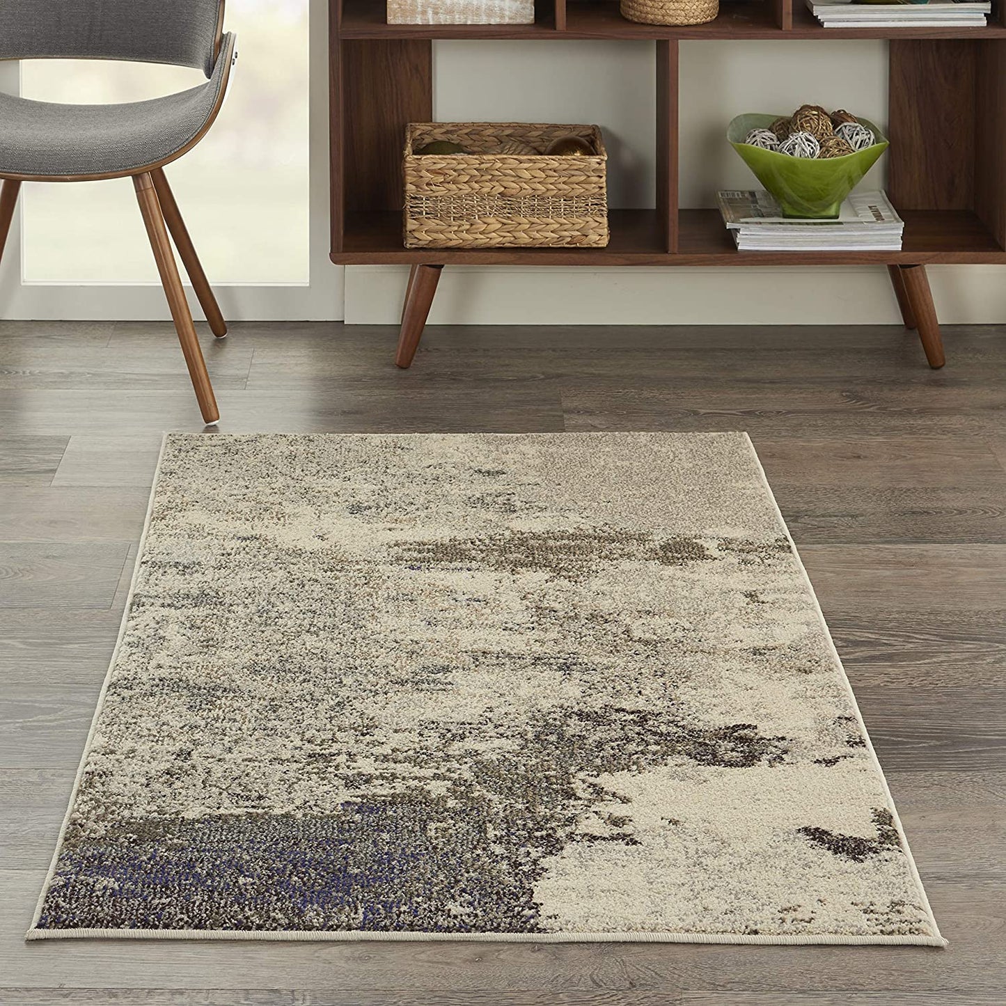 Modern Area Rug,  Ivory/Grey