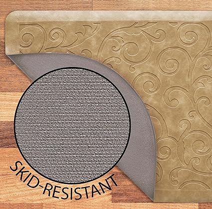 Anti-Fatigue Gelness Clarance Design Cushioned Faux Leather Comfort Chef Mat Skid-Resistant - Set of 2-17.5"x48" & 17.5"x28" Wedge - Dark Grey