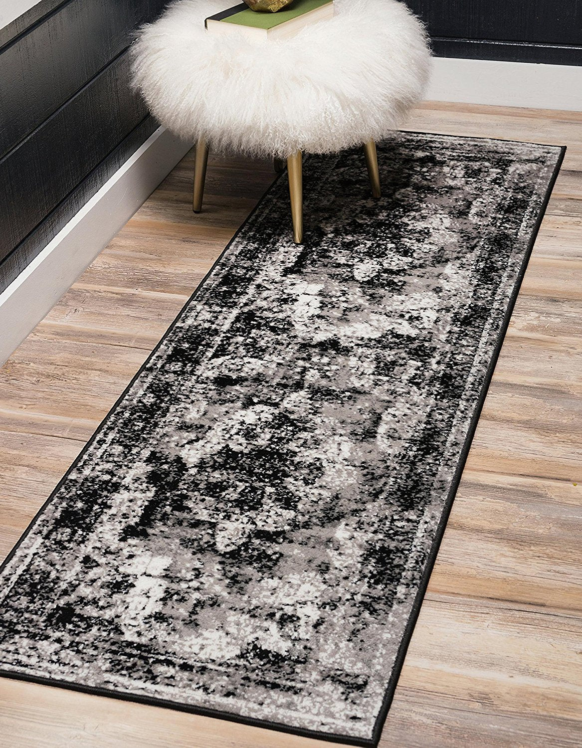 Vintage Distressed Black Area Rugs