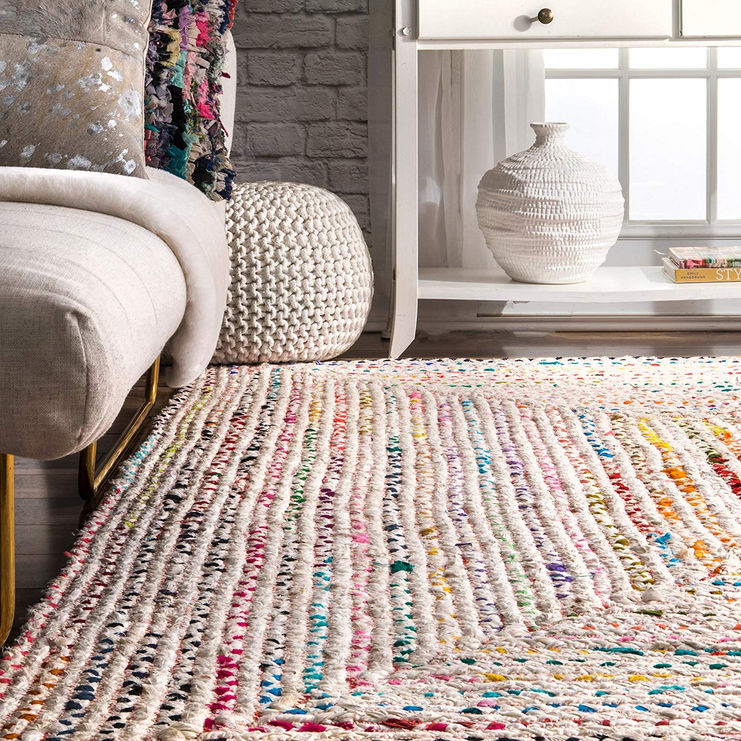 Hand Braided Ivory Multi-color Soft Area Rugs