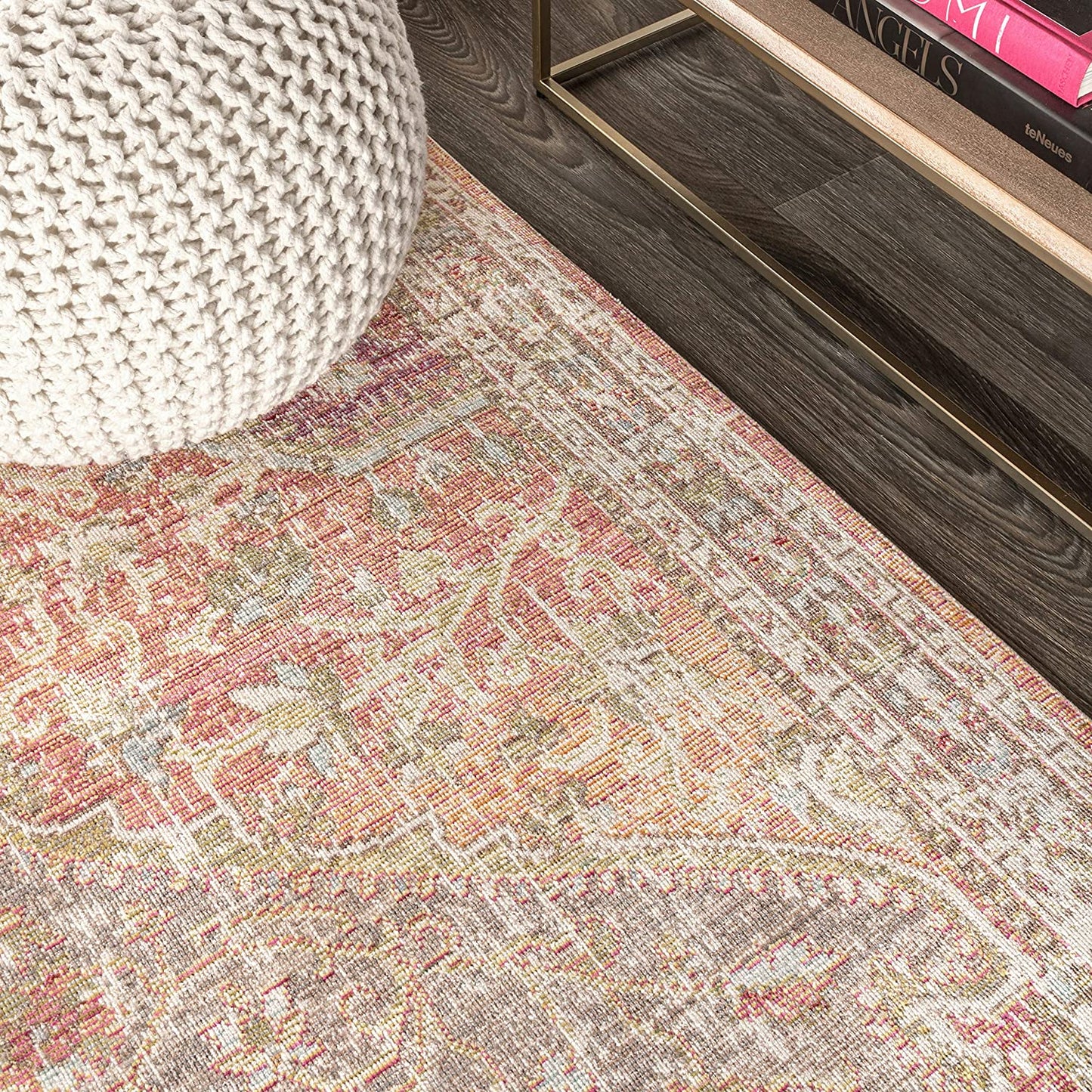 Petras Modern Ornate Medallion Brown/Pink Area Rug
