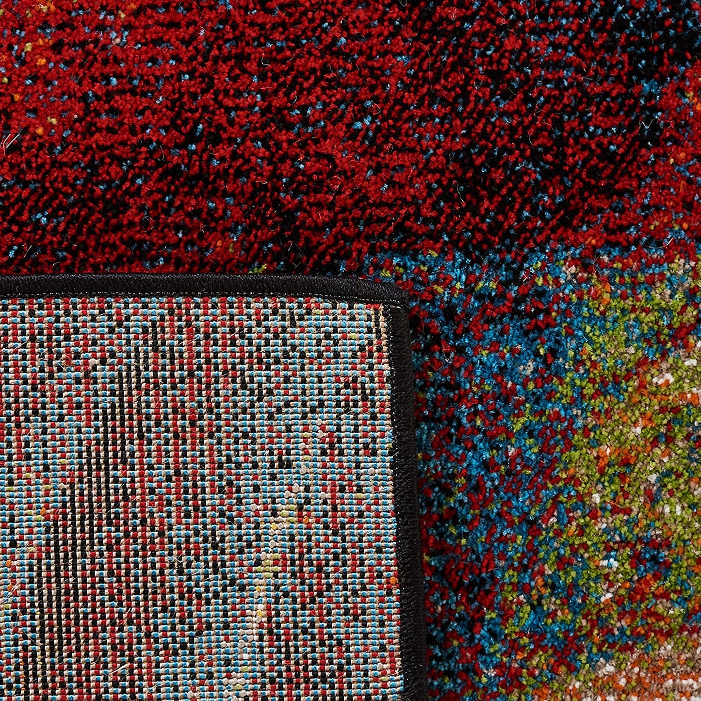 Modern Abstract Soft Area Rug, Red / Multi