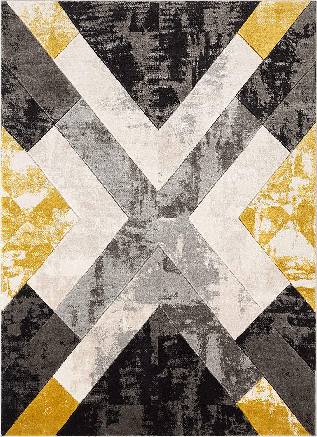 Rheta Blue Modern Geometric Stripes & Angles Pattern Area Rug