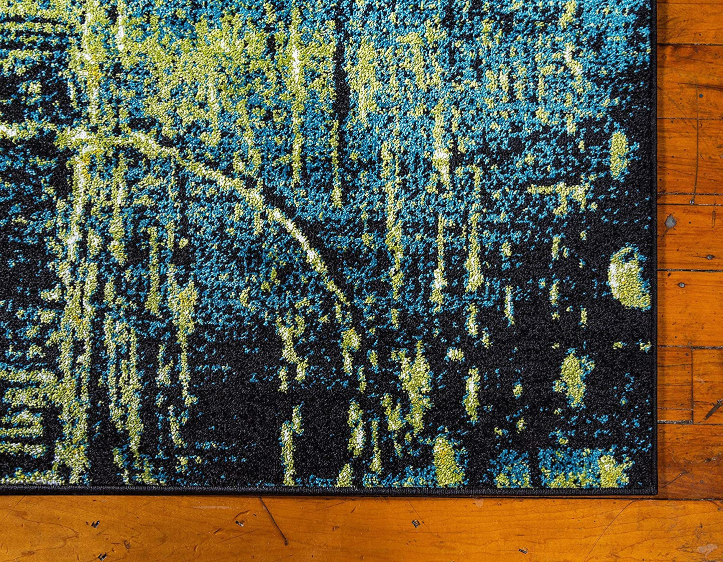 Lyon Collection Modern Abstract Area Rug, Light Green/Blue