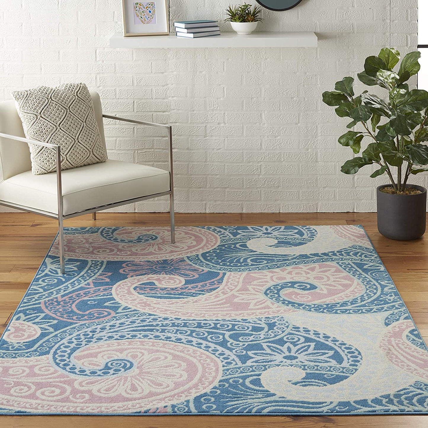 Jubilant Retro Bohemian Blue Area Rug