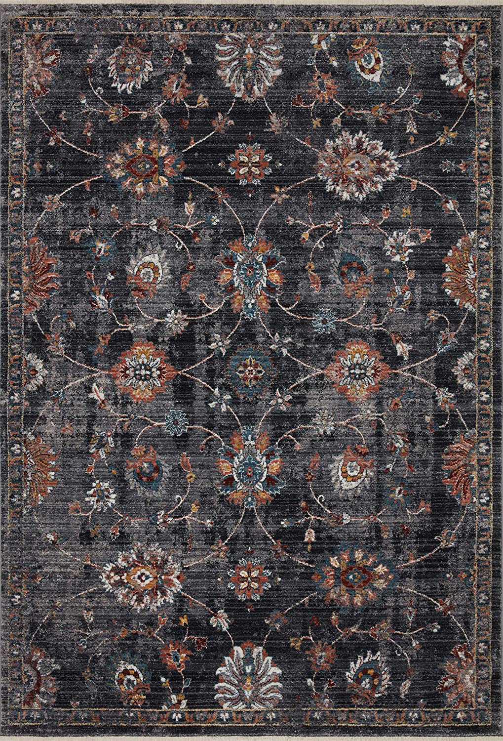 Samra Collection  Charcoal / Multi, Transitional Soft Area Rug