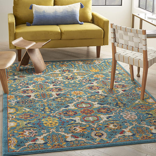 Allure Turquoise Ivory Soft Area Rug