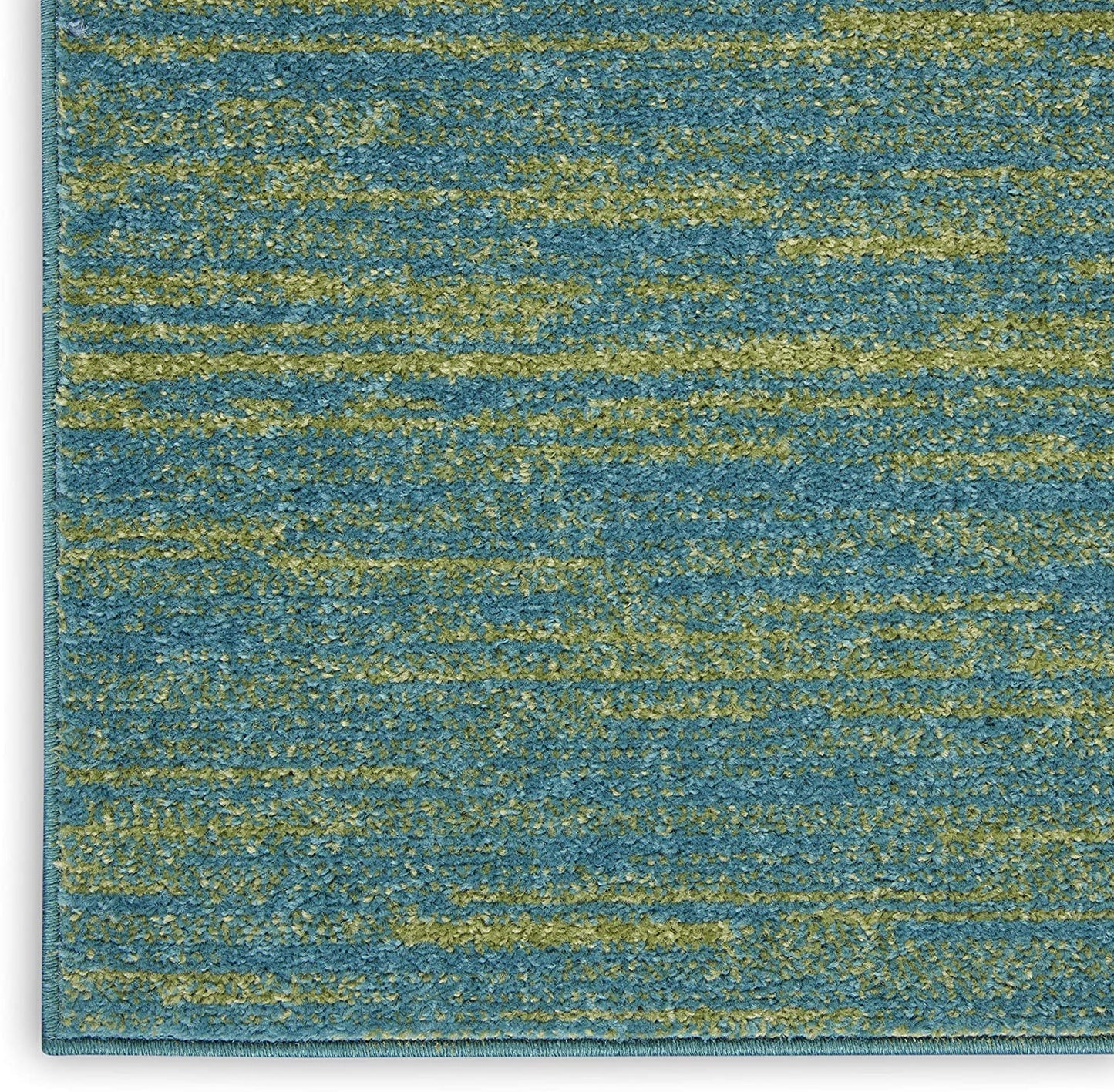 Solid Contemporary Blue Green Indorr/Outdorr Area Rug