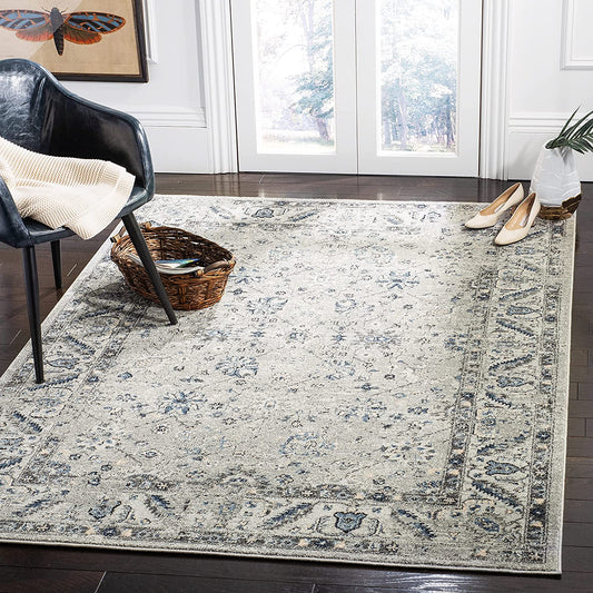 Oriental Distressed Non-Shedding Home Area Rug Grey / Dark Grey
