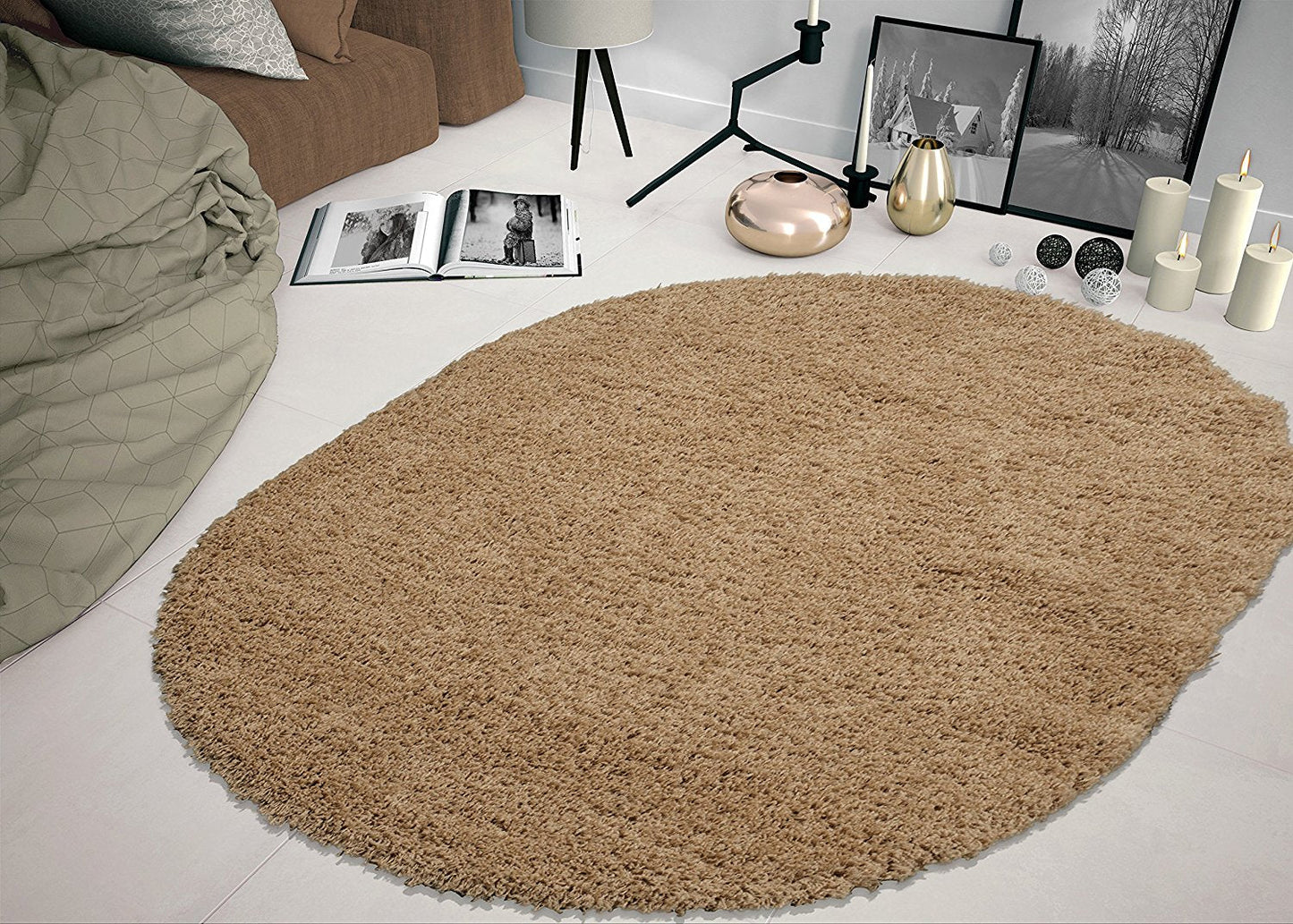 Plain Shag Area Rugs - Multiple Colors and Sizes
