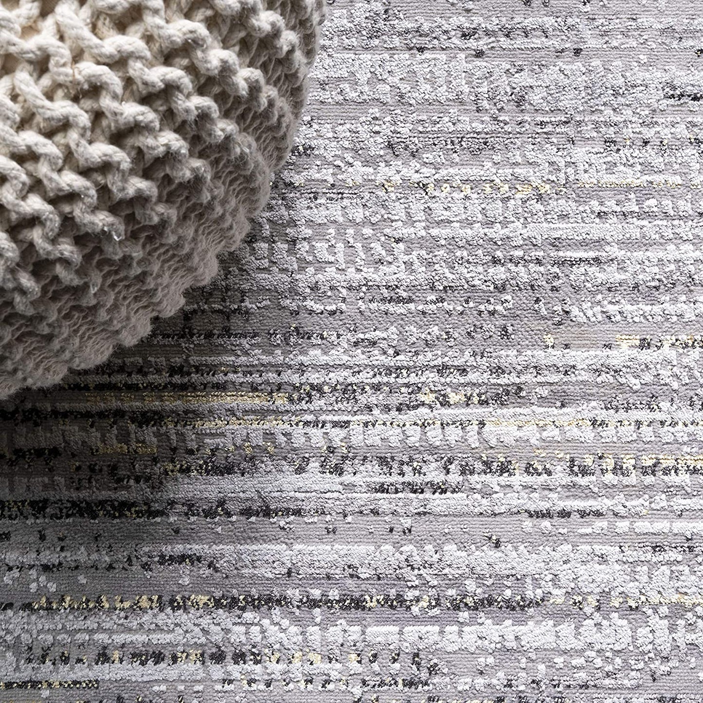 Loom Modern Strie Gray/Black . Soft Area Rug