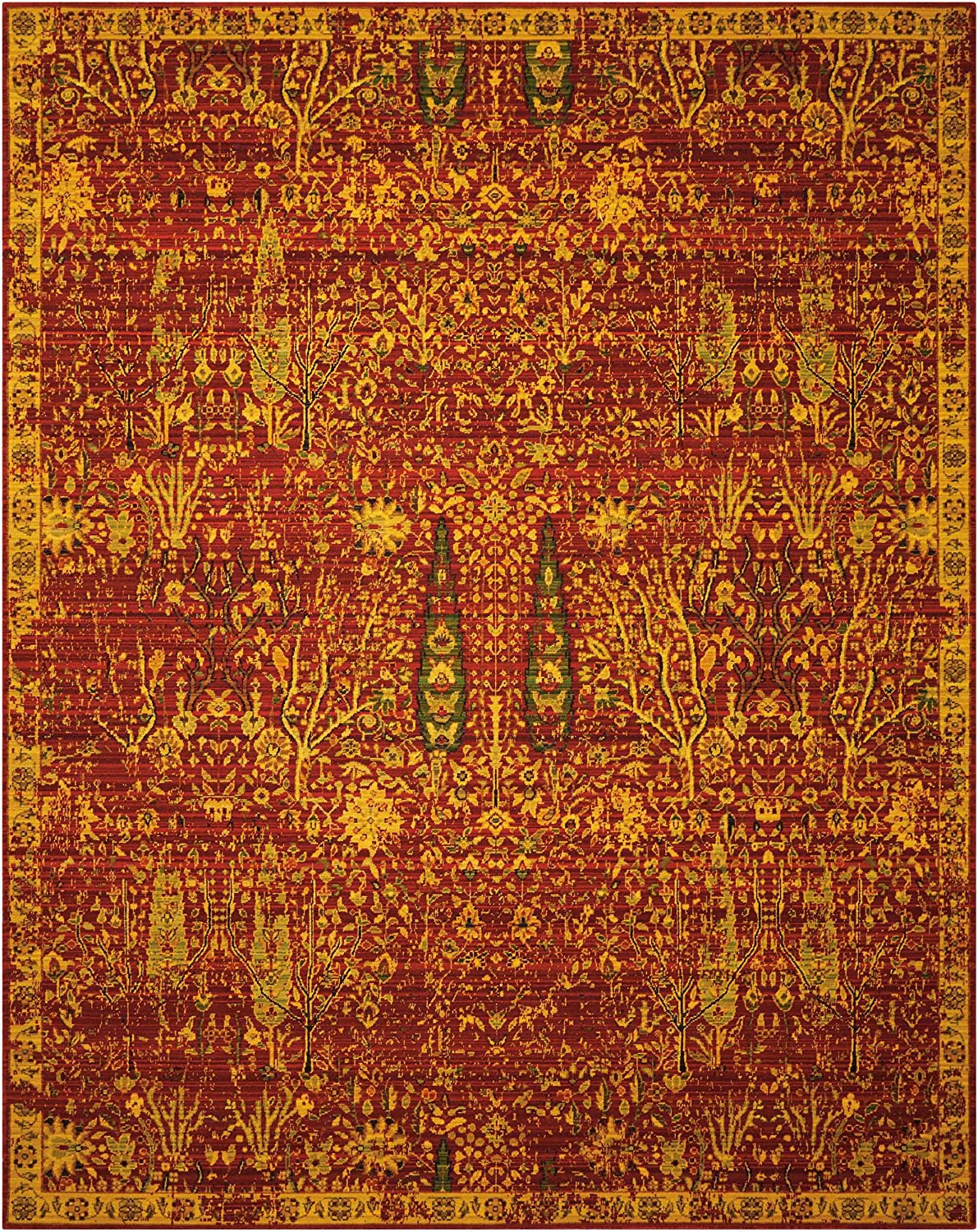 Timeless Scarlet Brown Red Gold Wool Soft Area Rug