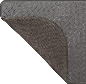 Anti Fatigue Kitchen Mat (17.5" x 32", Dark Grey Wedge) Half Circle Basketweave Design, Non-Slip Cushioned Comfort Chef Mat, Standing Desk Mat/Rug for Relief & Support