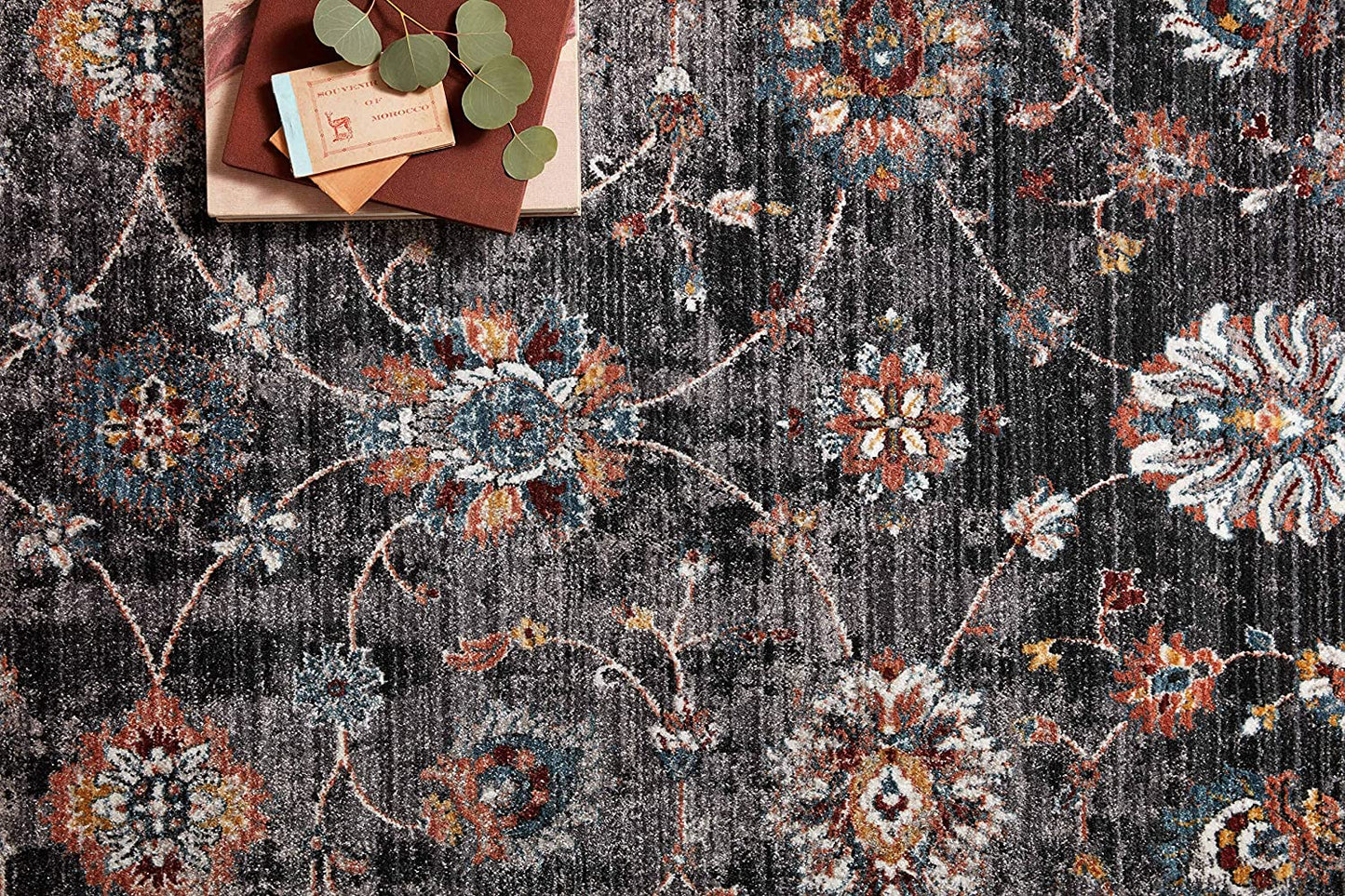 Samra Collection  Charcoal / Multi, Transitional Soft Area Rug