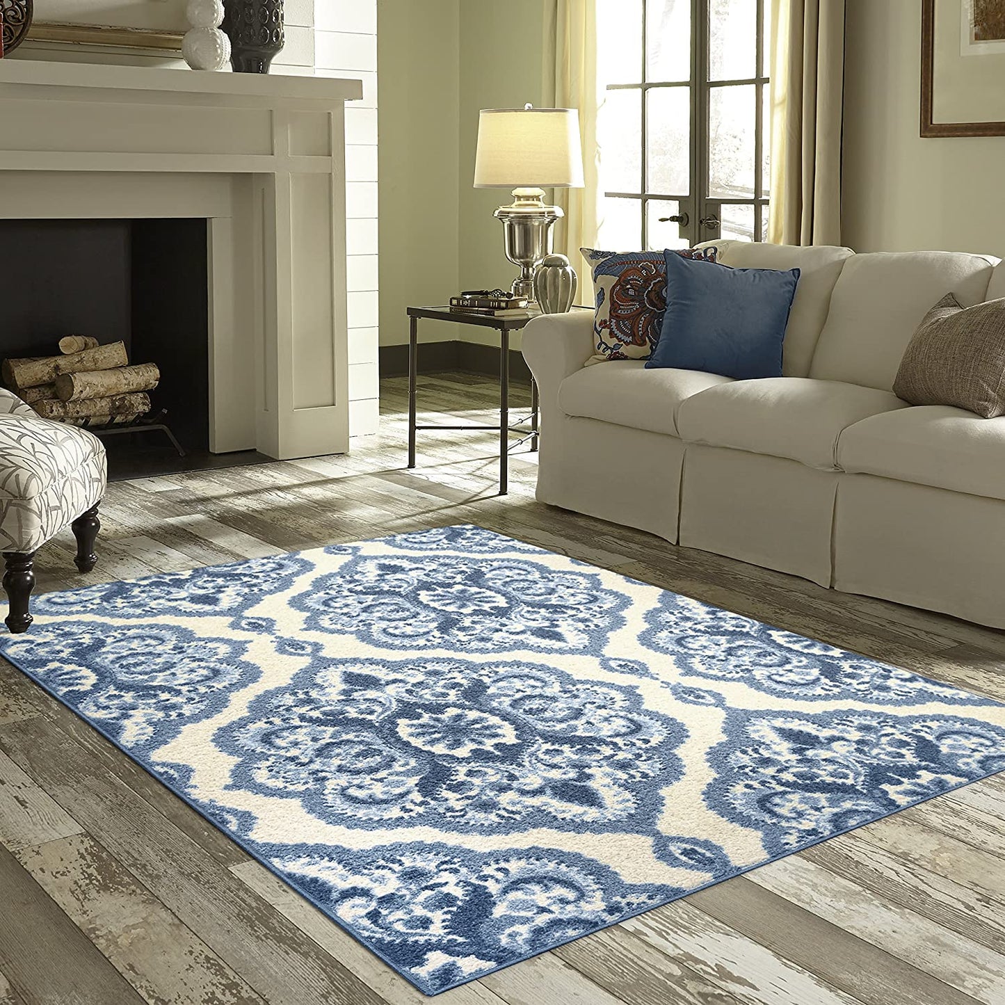Maples Rugs Vivian Medallion Kitchen Rugs Non Skid Blue