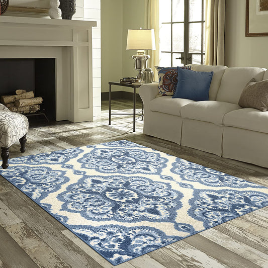 Maples Rugs Vivian Medallion Kitchen Rugs Non Skid Blue