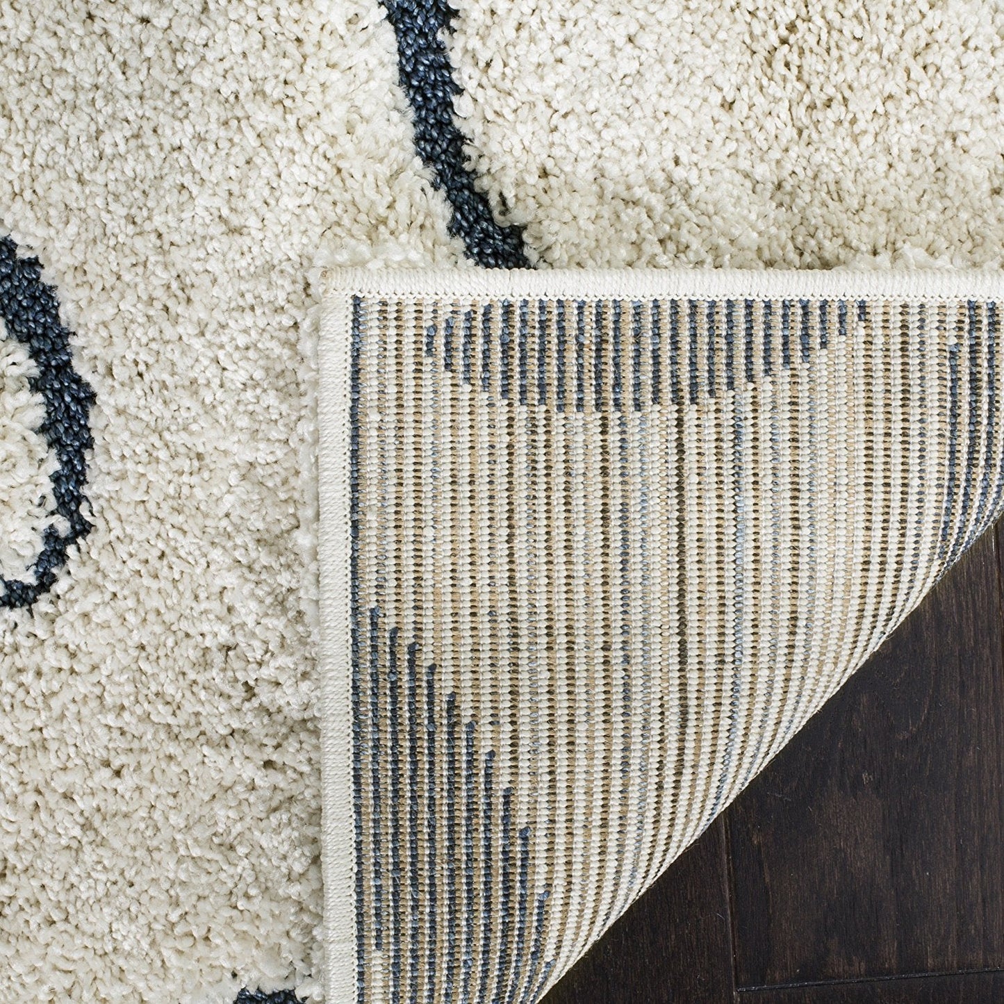 Premium Swirl Thick Plush Cream Blue Shag Rug