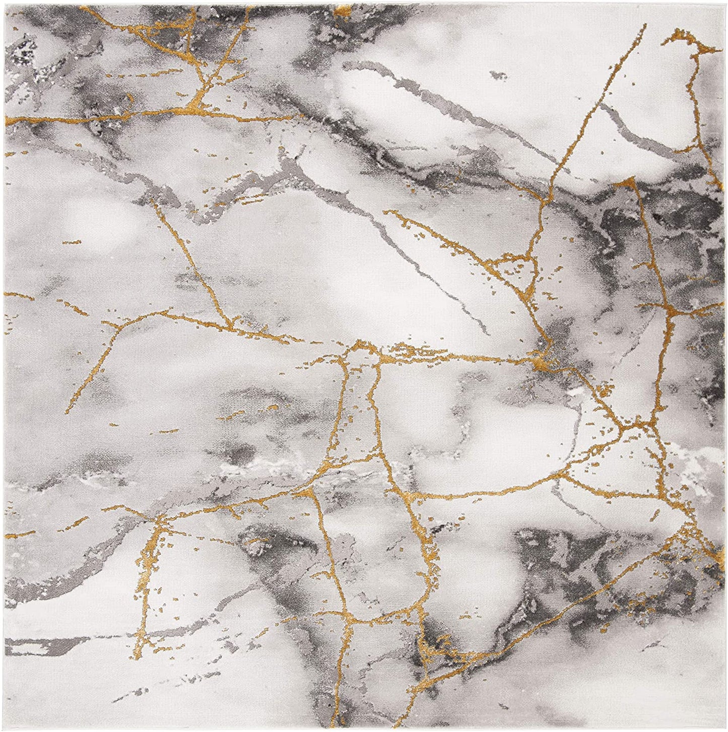 Modern Abstract Area Rug,  Grey/Gold