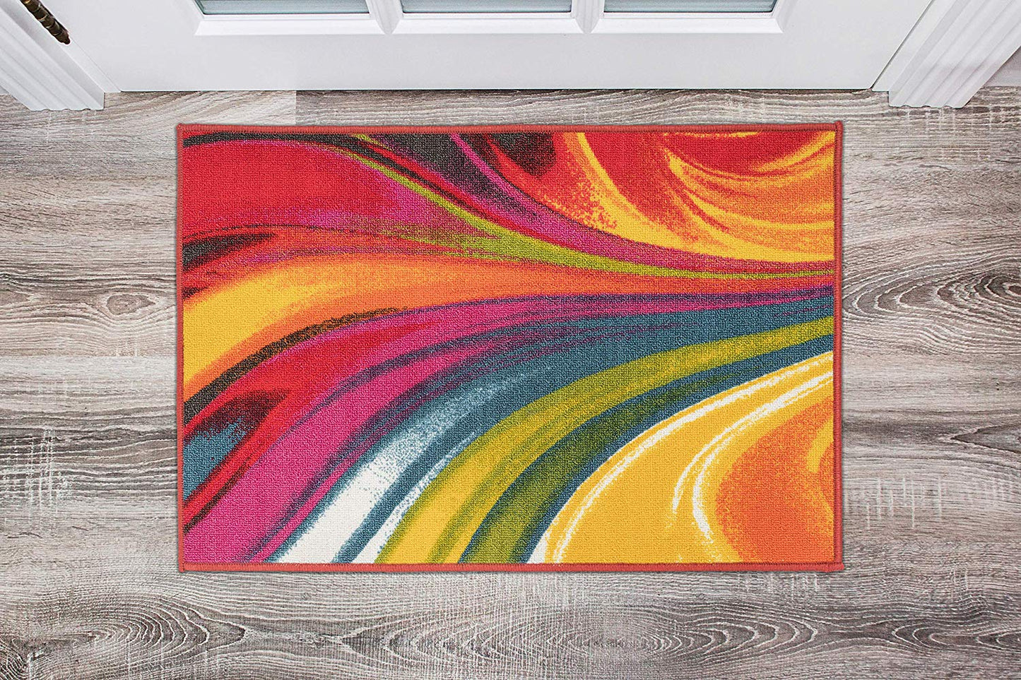 Vibrant Waves Area Rug Non-Slip/ No Skid