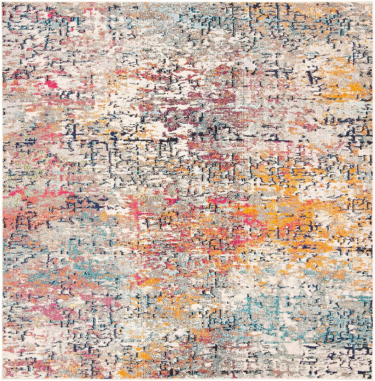 Modern Contemporary Abstract Area Rug, Grey/Pink