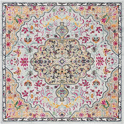 Madison Collection  Boho Chic Medallion Distressed  Grey / Gold