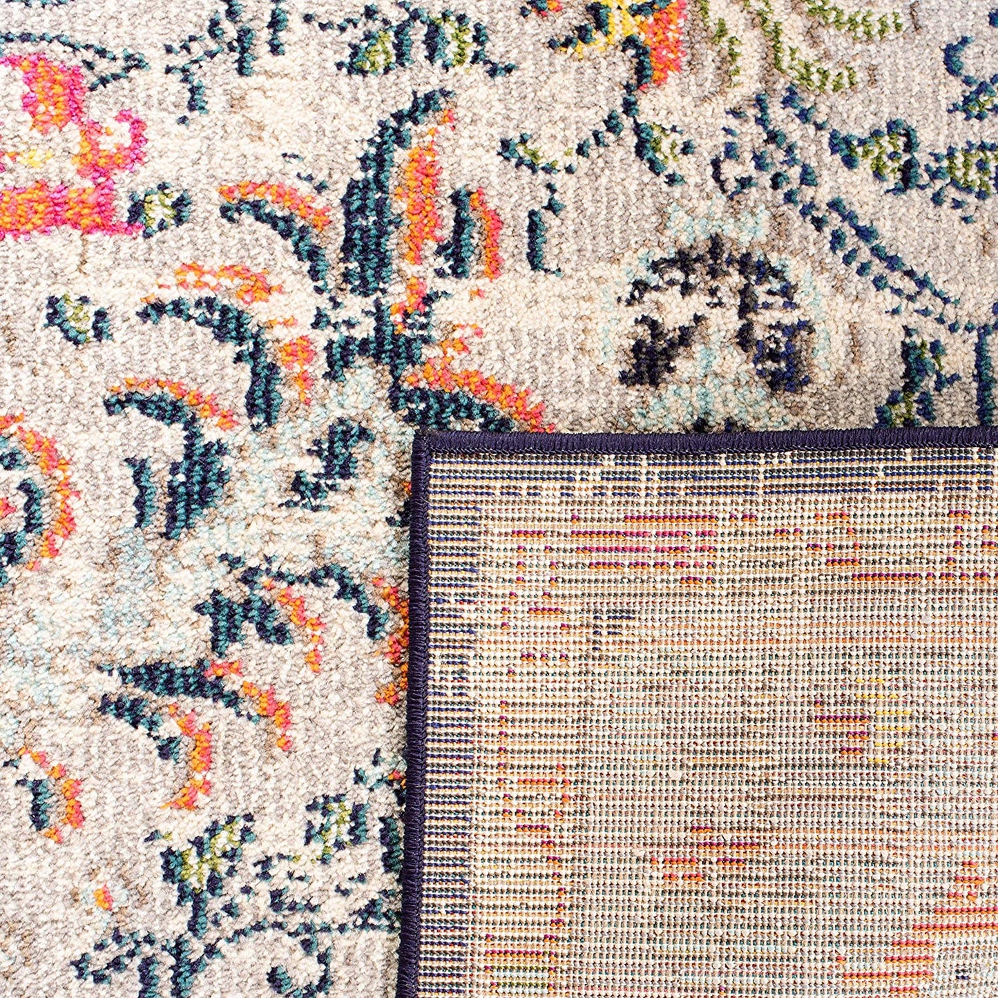 Madison Collection  Boho Chic Medallion Distressed Non-Shedding Stain Resistant Living Room Bedroom Area Rug Beige / Black