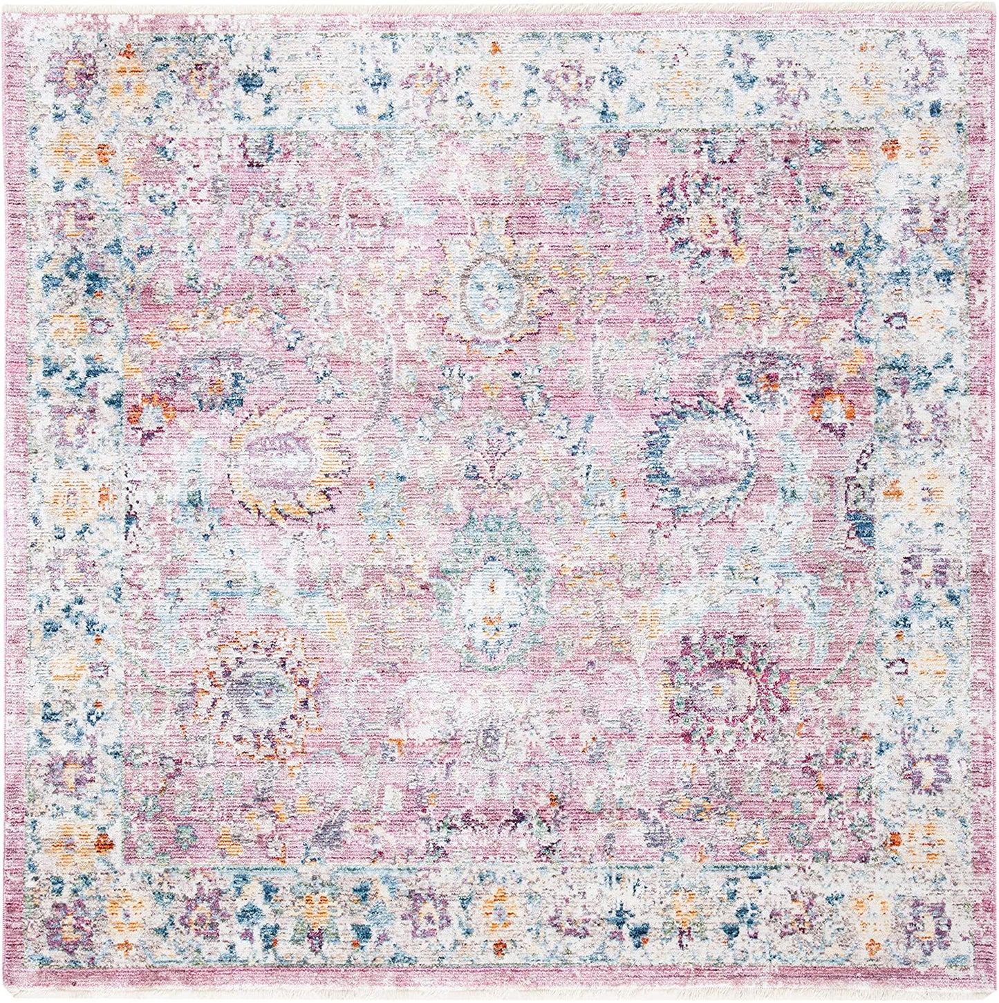 Illusion Collection ILL703F Vintage Distressed Viscose Area Rug, Rose / Cream