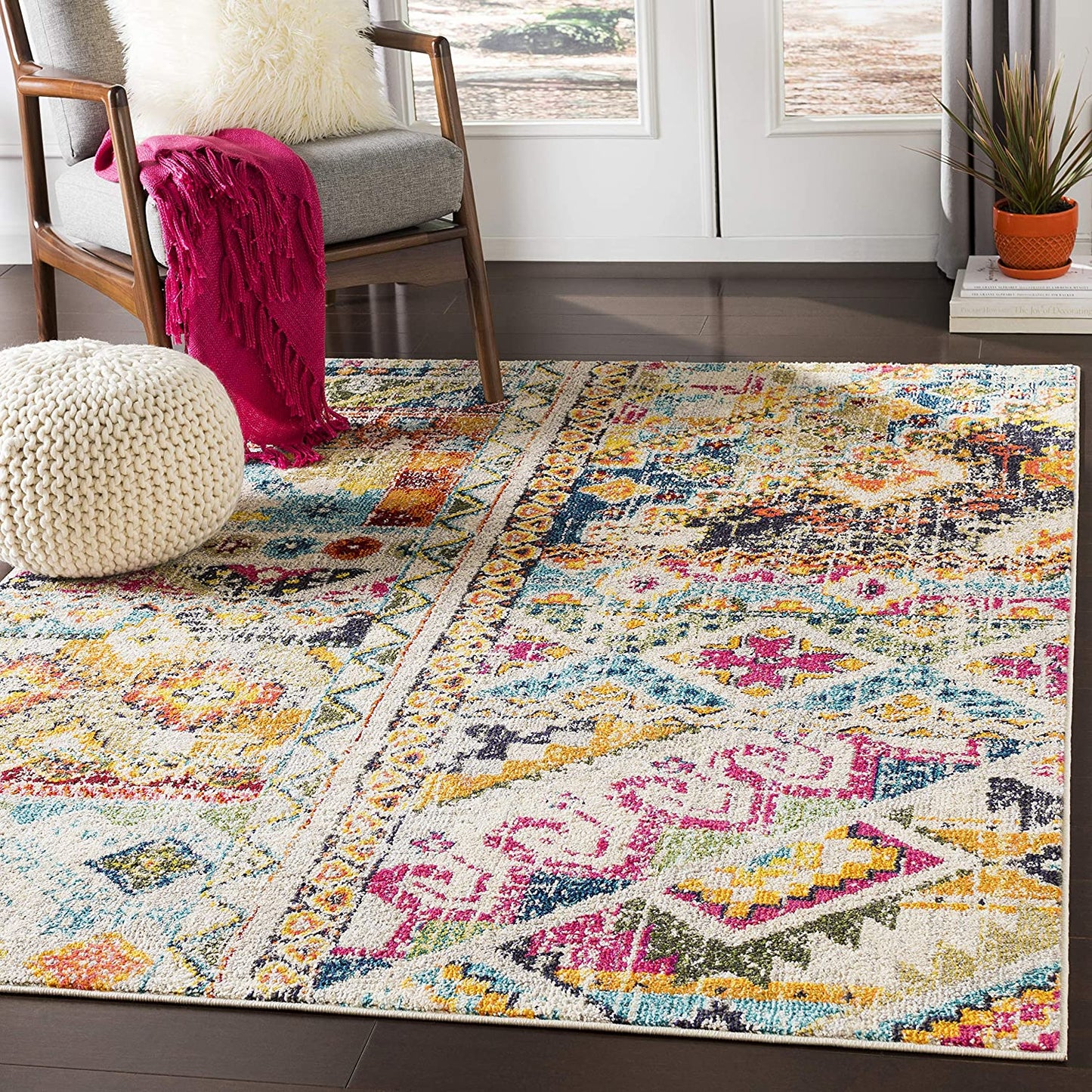 Modern Soft Area Rug Ivory Multi