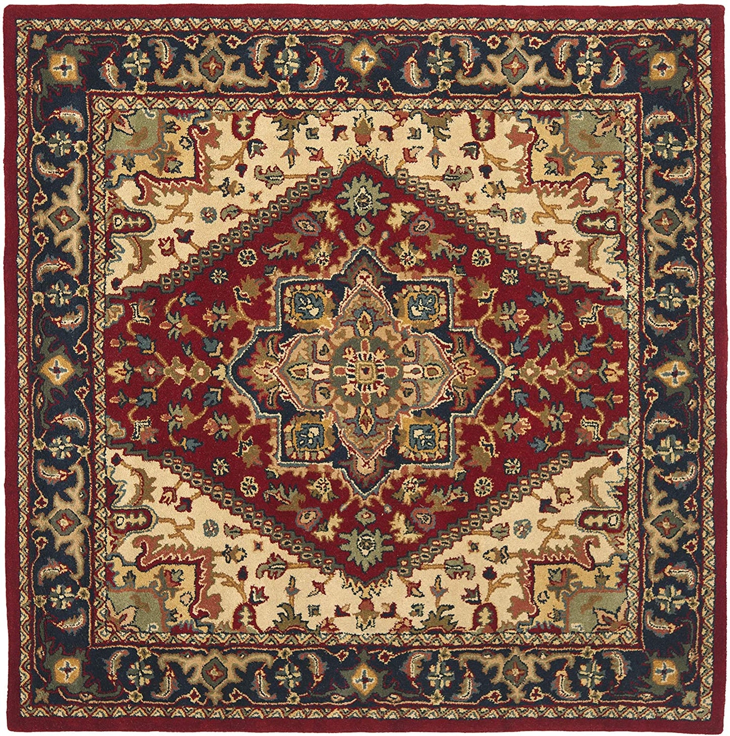 Oriental Heriz Medallion Red Wool Area Rug