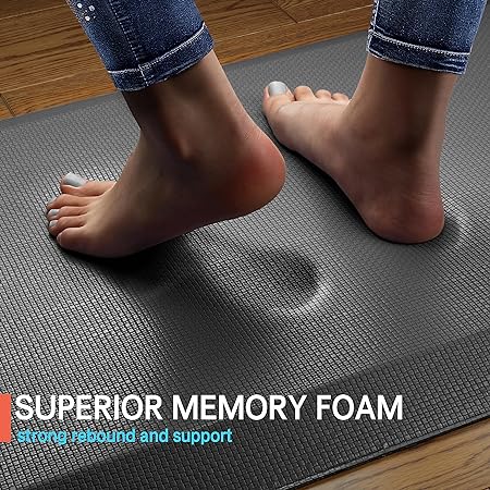 2 Packs Anti Fatigue Mat Thick Cushioned Standing Stain Resistant, Non-Slip Floor Mat (20" x 32", Black)