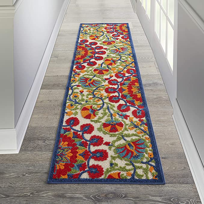 Red Multi-color Floral Indoor Outdoor Area Rug