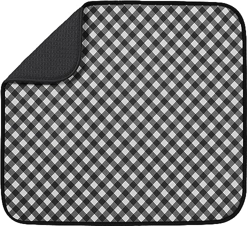 Absorbent, Reversible Microfiber Dish Mat Value Pack, 16 Inch x 18 Inch, Black Mesh and Charcoal Mesh, 2 Pack