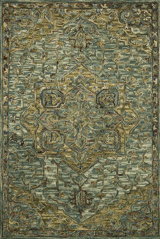 Victoria Collection Soft Area Rug, 5'-0" x 7'-6", Dark Green/Tobacco