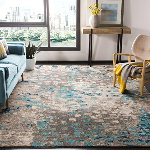 Abstract Grey Light Blue Soft Area Rug