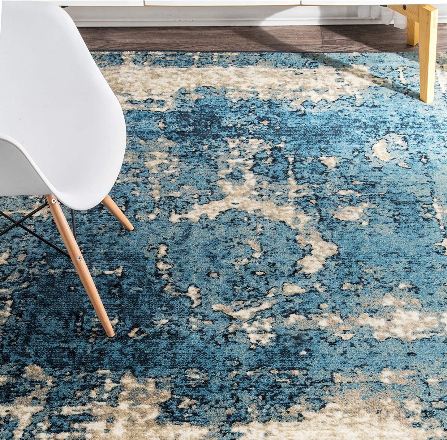 Vintage Distressed Blue Soft Area Rug