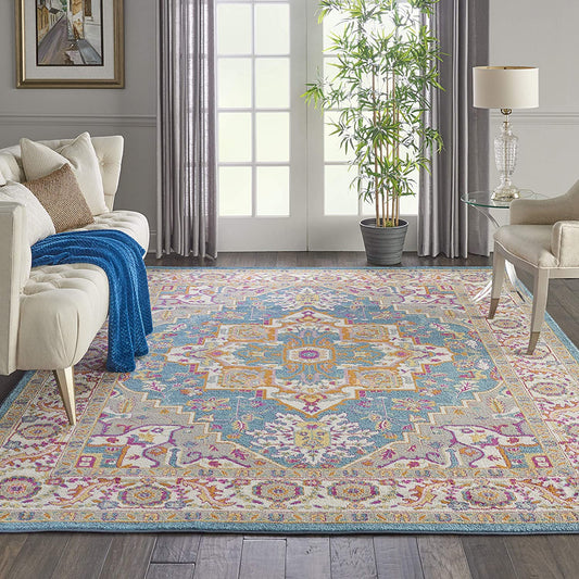 Passion Persian Colorful Teal Multi-color Area Rug