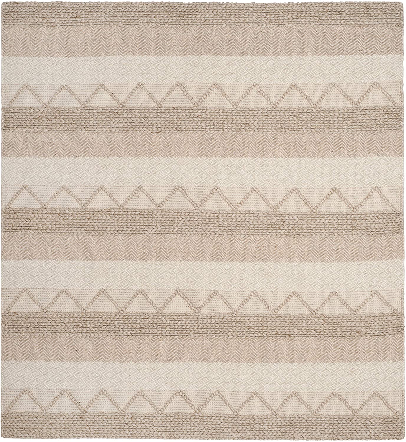 Natura Collection Handmade Moroccan Boho Tribal Wool & Viscose Area Rug Beige